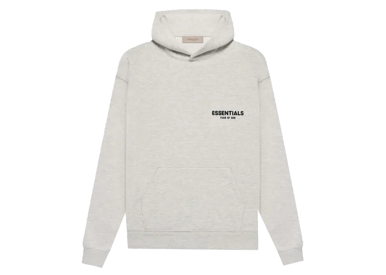 Szara bluza z kapturem marki Essentials (Fear of God). To firma znana z minimalistycznych ubrań.