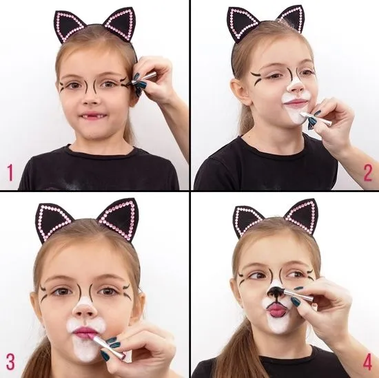 makijaż kota dla dziecka krok po kroku