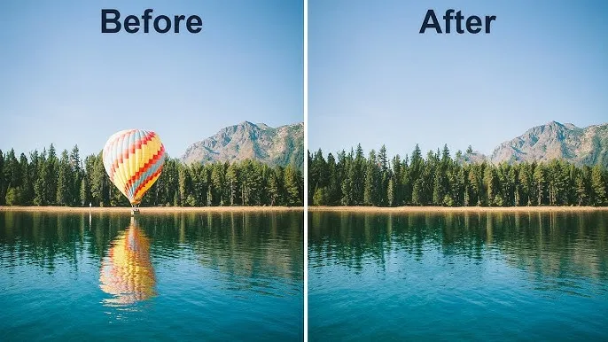 Photoshop Content-Aware Fill example before after