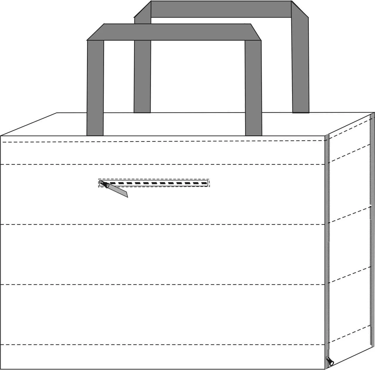 prosty wykrój torby shopper schemat
