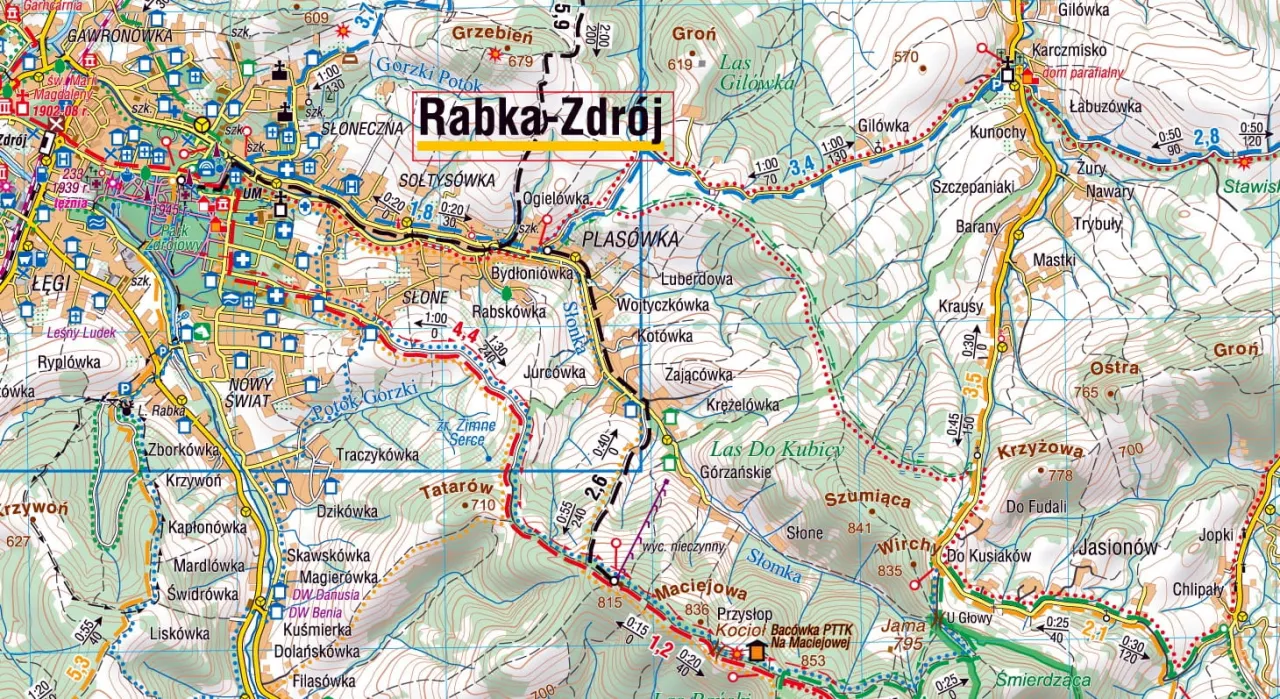 Rabka-Zdr&oacute;j g&oacute;ry mapa