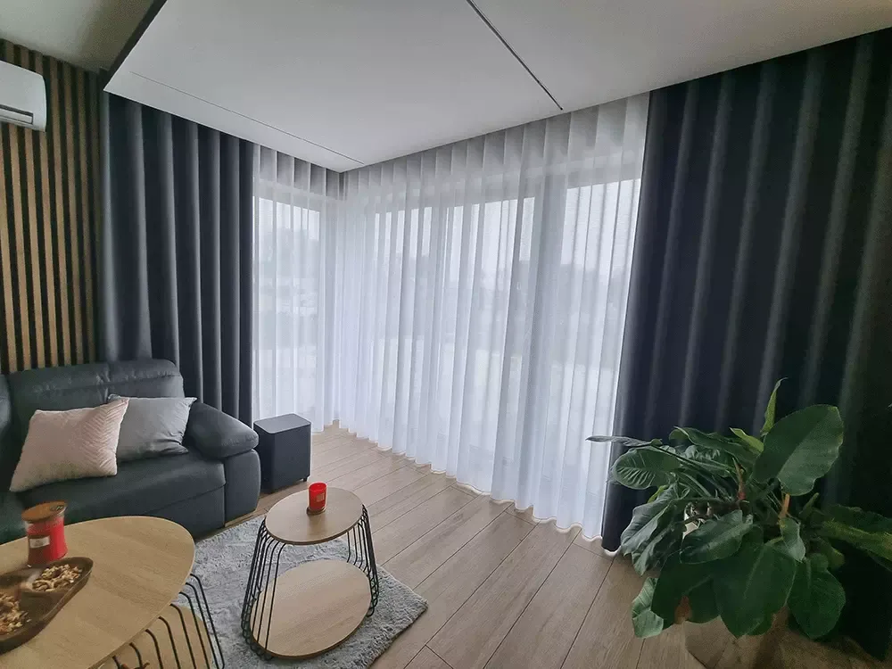 Nowoczesne zasłony do sypialni wave system