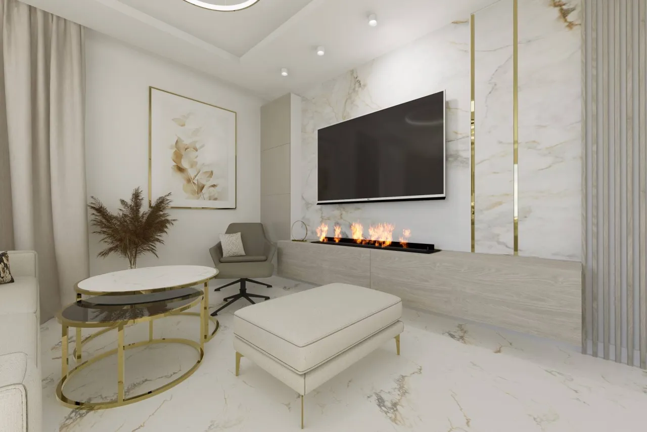 Płytki z połyskiem w salonie aranżacje