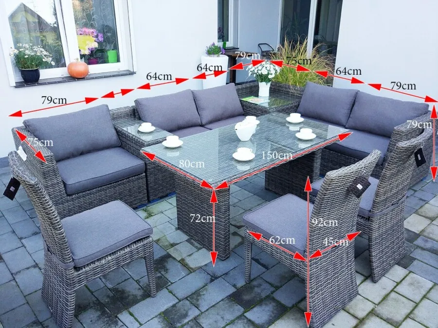 Nowoczesne meble tarasowe modułowe technorattan