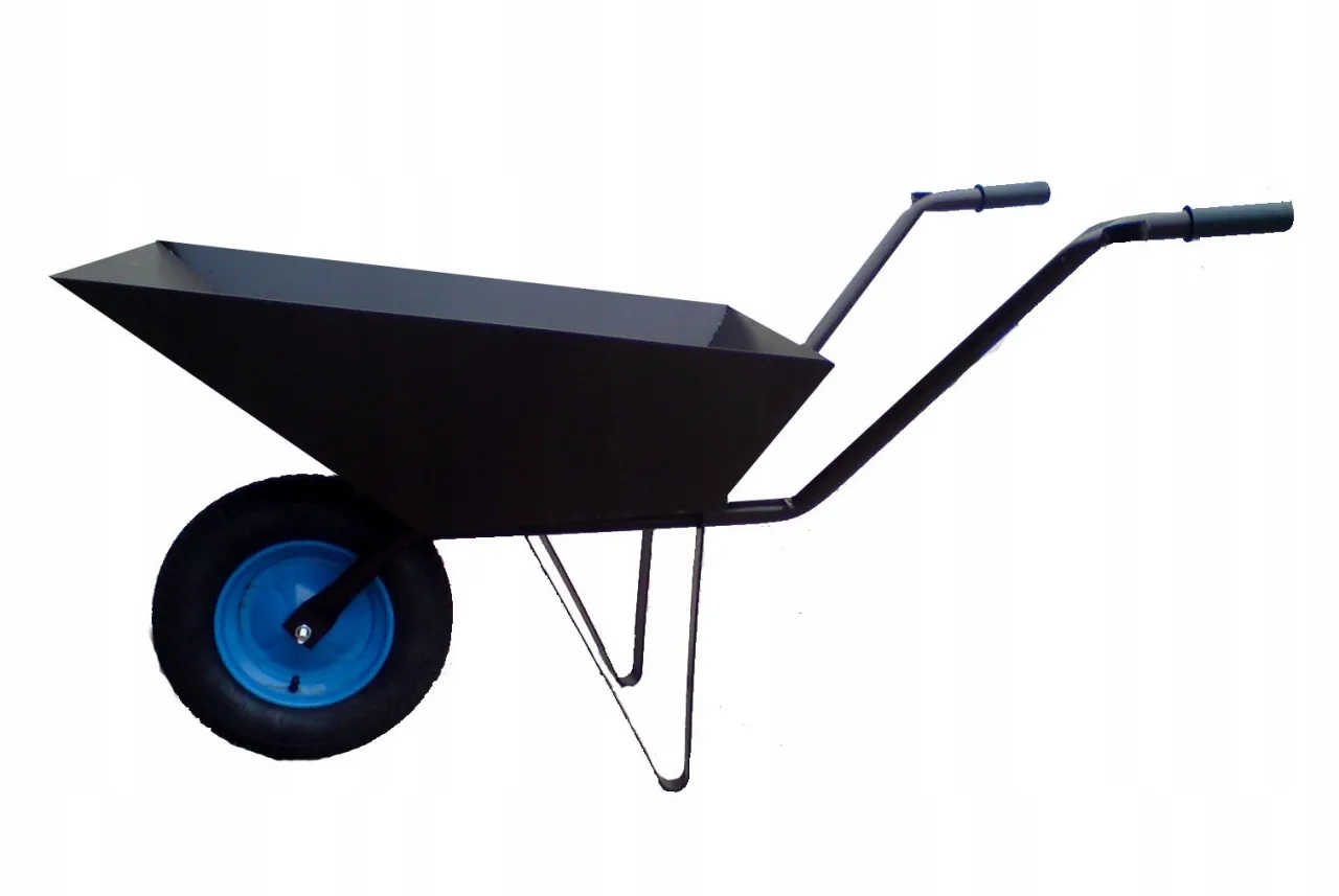 taczka budowlana ze żwirem, różne rodzaje taczek