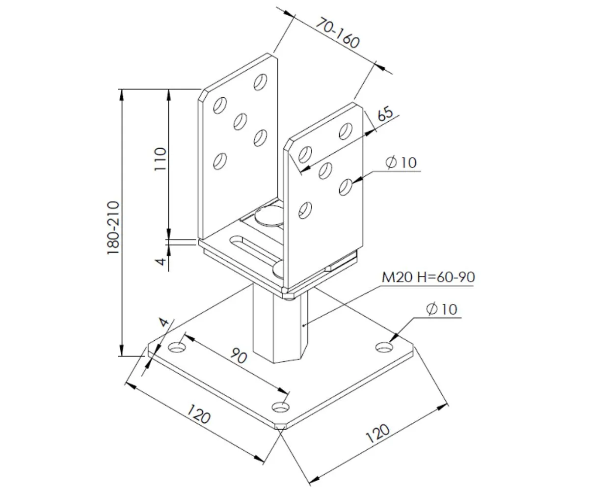 Kotwa przykręcana 12x12 specyfikacja wymiary