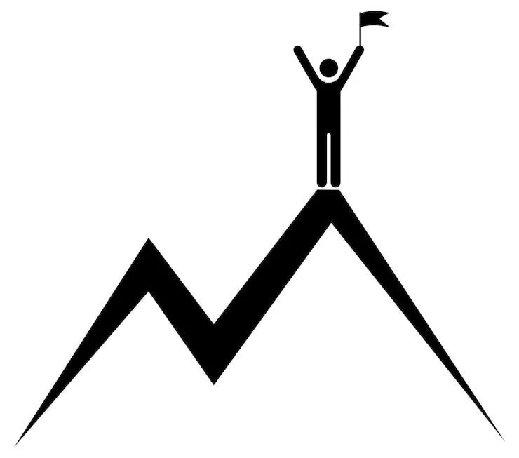 Osoba pokonująca przeszkody, symbol błędów i sukcesu