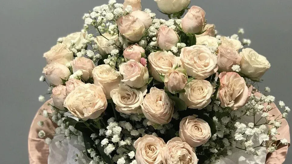 Bezpieczne kwiaty na randkę, pastelowe róże frezje