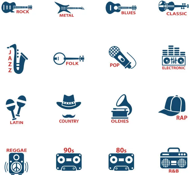 verschiedene Musikgenres Symbole