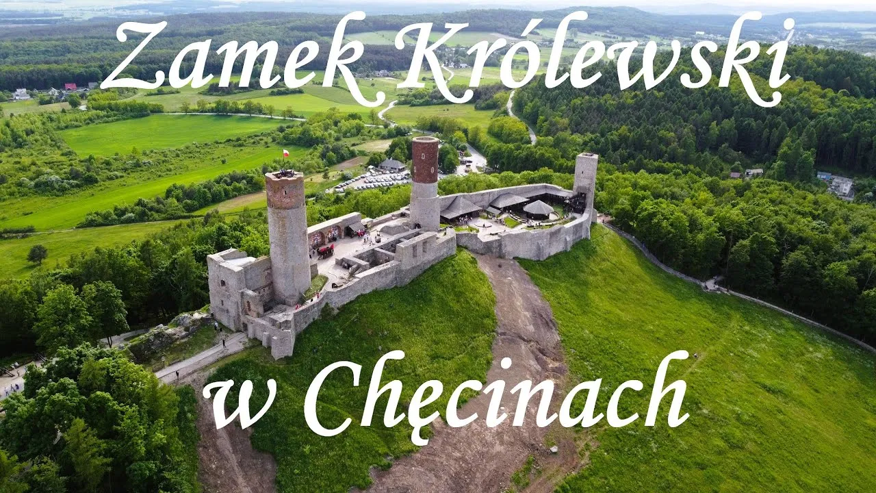 Zamek Kr&oacute;lewski w Chęcinach z lotu ptaka