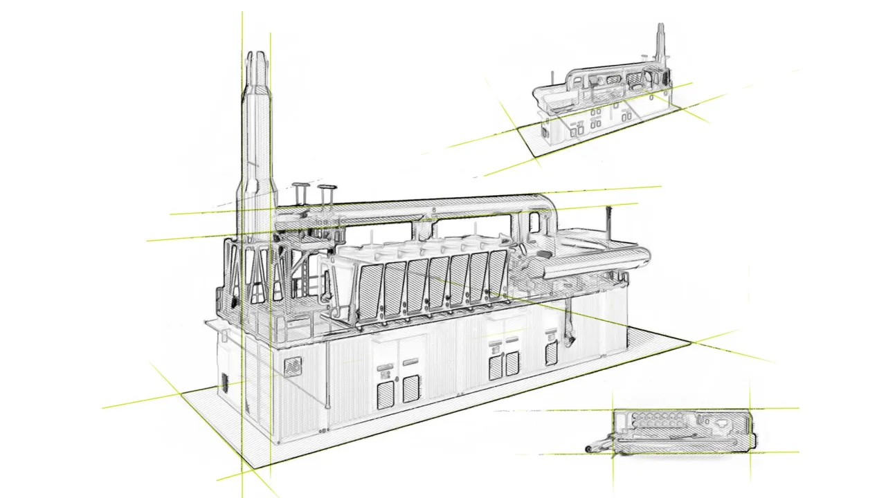 Szkic przedstawia schemat, jak działają elektrociepłownie: kotły, turbiny i chłodnie.