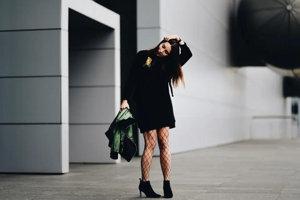 stylizacje długa bluza sukienka