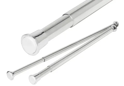 drążek prysznicowy rozporowy i akcesoria do montażu na tle płytek łazienkowych