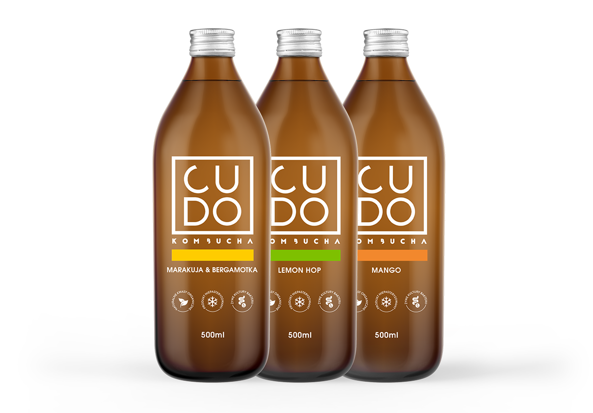 różne smaki kombuchy butelki