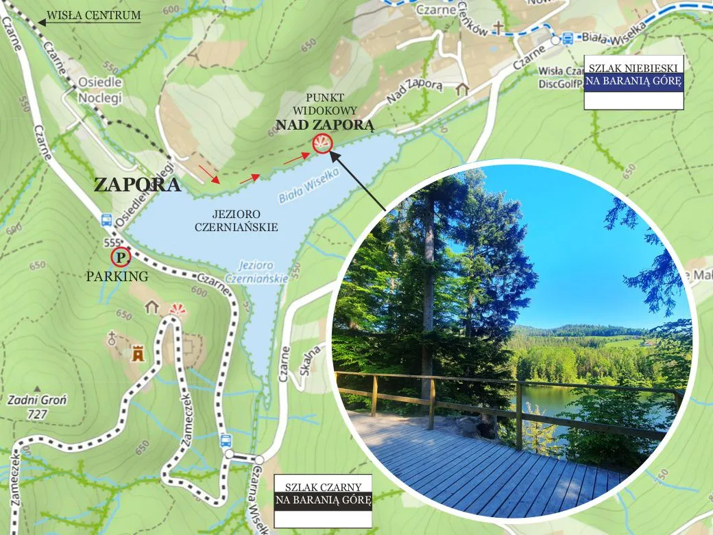 Parkingi Barania G&oacute;ra Wisła Czarne mapa