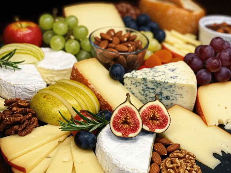 różne rodzaje sera do sosu na drewnianej desce