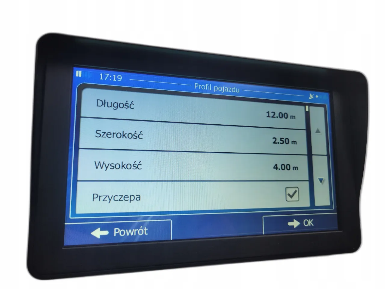 Nawigacja ciężarowa profil pojazdu