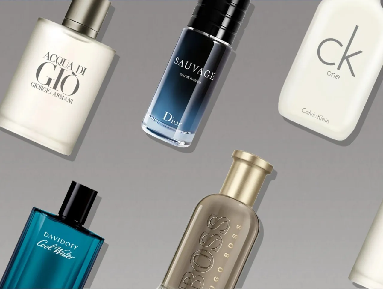 Auswahl der besten M&auml;nnerparfums, verschiedene Flakons