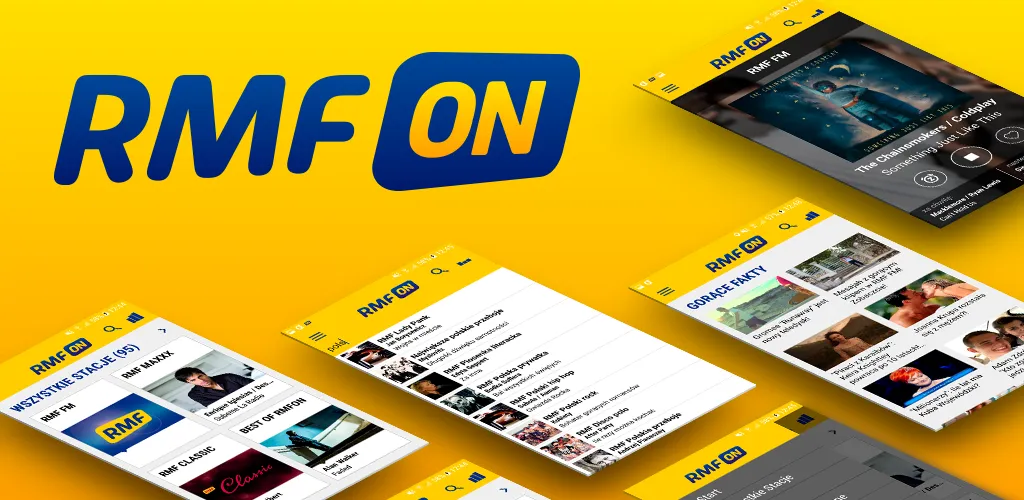 Ekran smartfona z otwartą aplikacją RMF ON