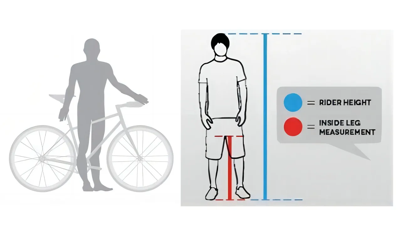 osoba na za dużym/za małym rowerze
