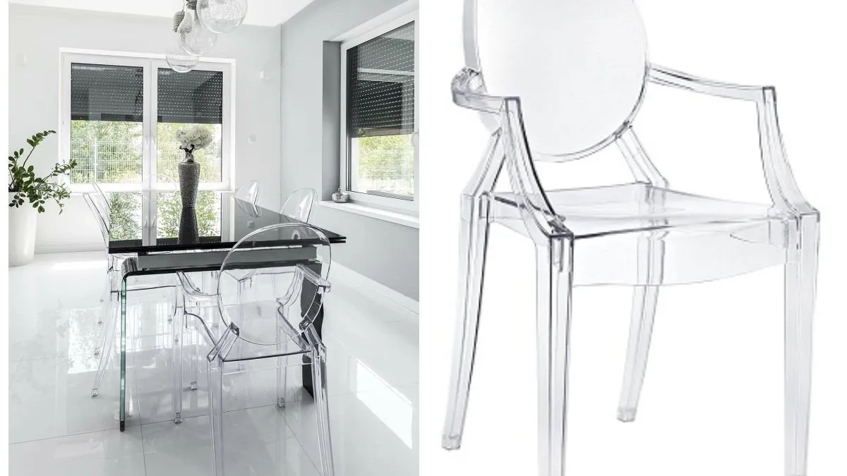 Krzesła transparentne do małego salonu