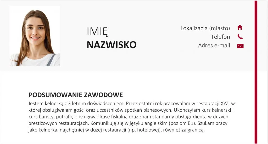 przykładowe podsumowanie zawodowe CV