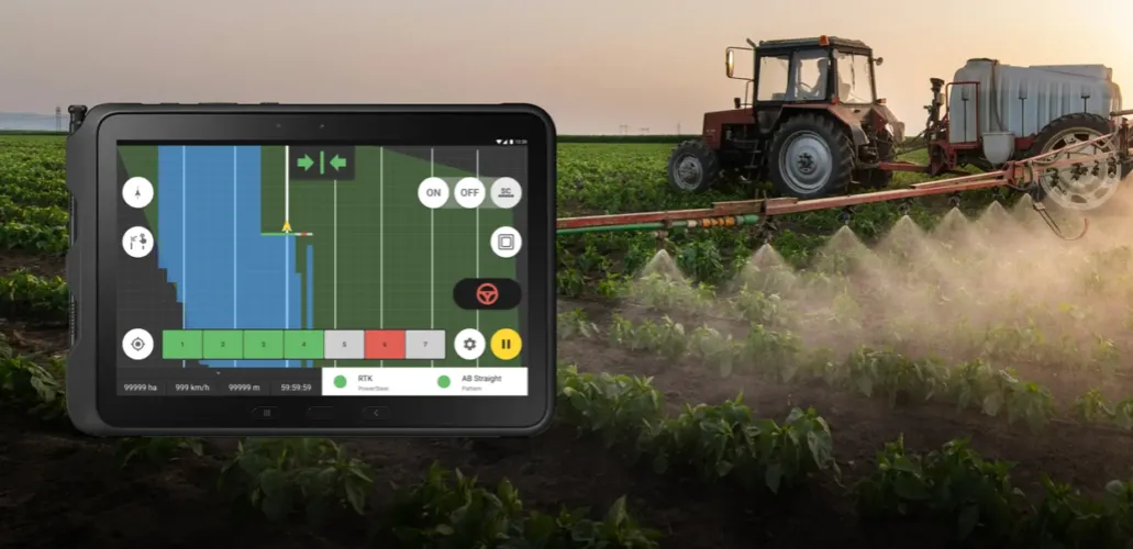 Nowoczesny ciągnik rolniczy z systemem GPS i rolnictwo precyzyjne