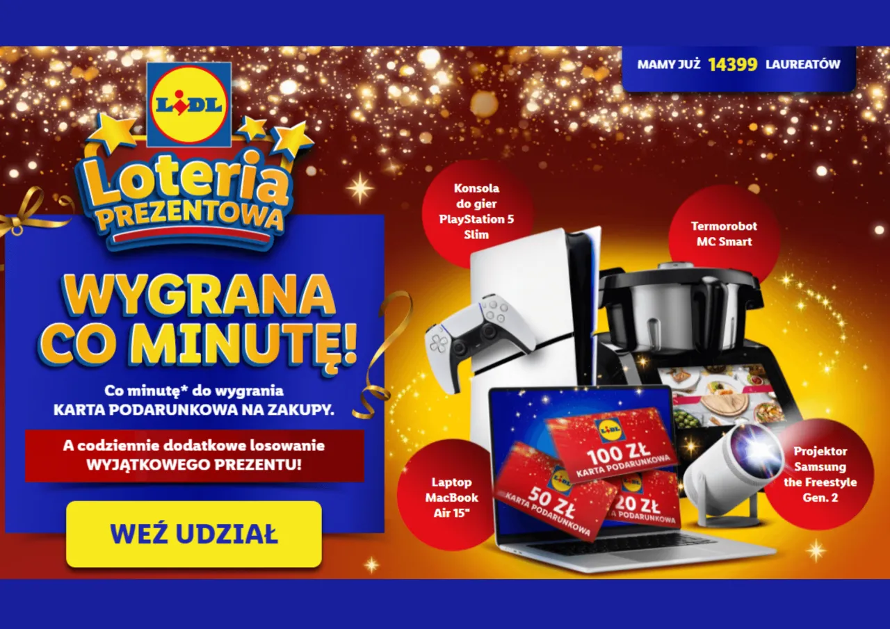 Loteria Lidla: wygrana co minutę! Zobacz, czy ktoś już wygrał konsolę PS5, MacBooka, termorobota lub projektor. Weź udział!