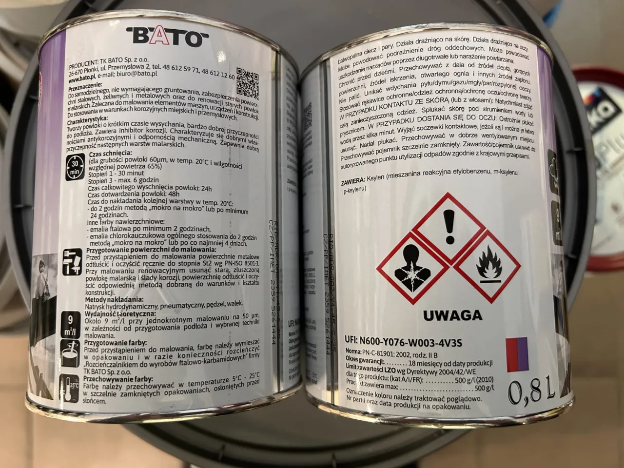 etykiety wydajność farby