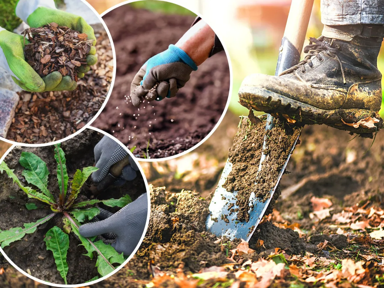 Jak użyźnić glebę: dodawanie kory, rozsypywanie nawozu, pielenie i przekopywanie ziemi łopatą.