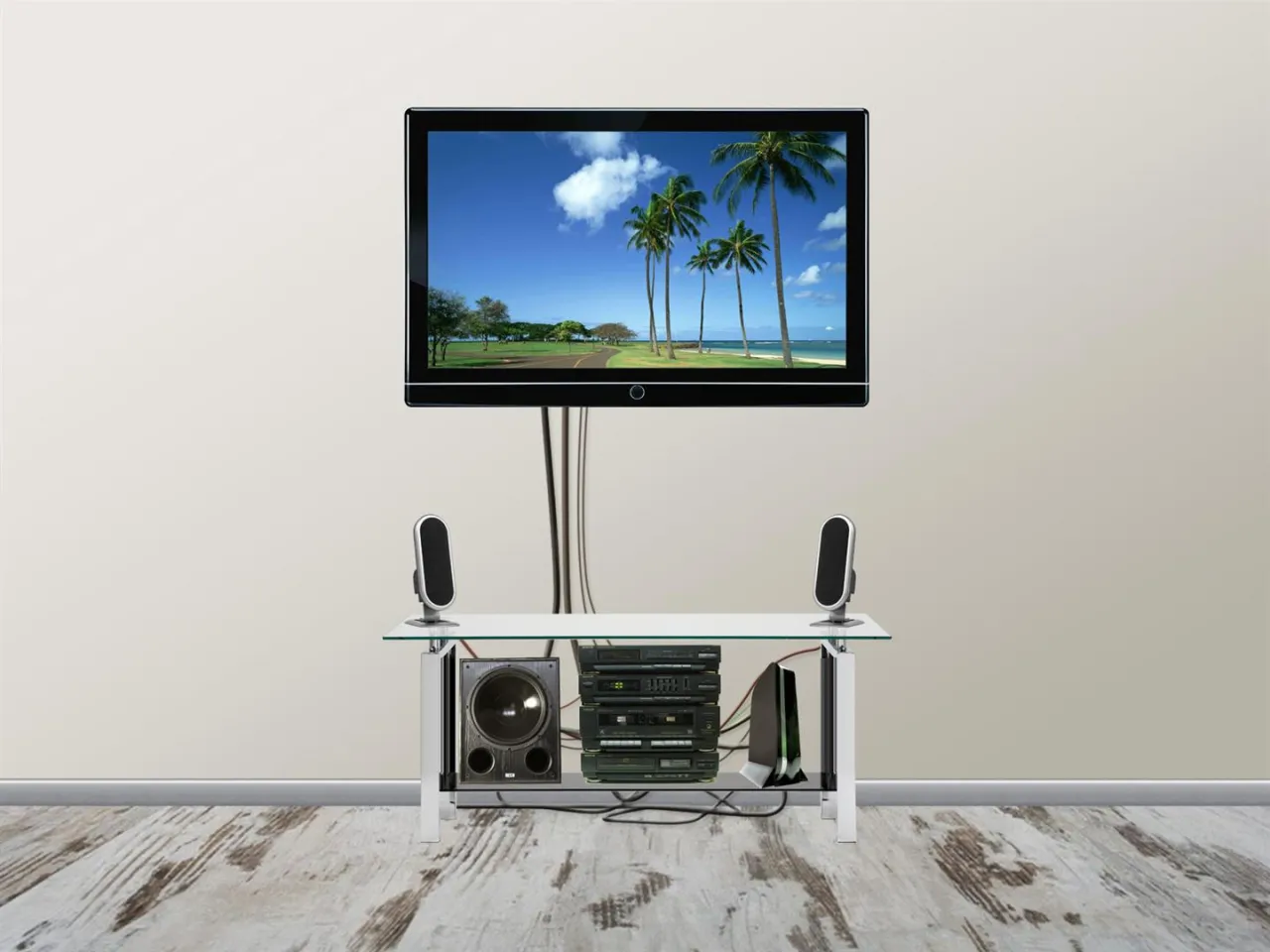 Ukrywanie kabli za wiszącą szafką RTV