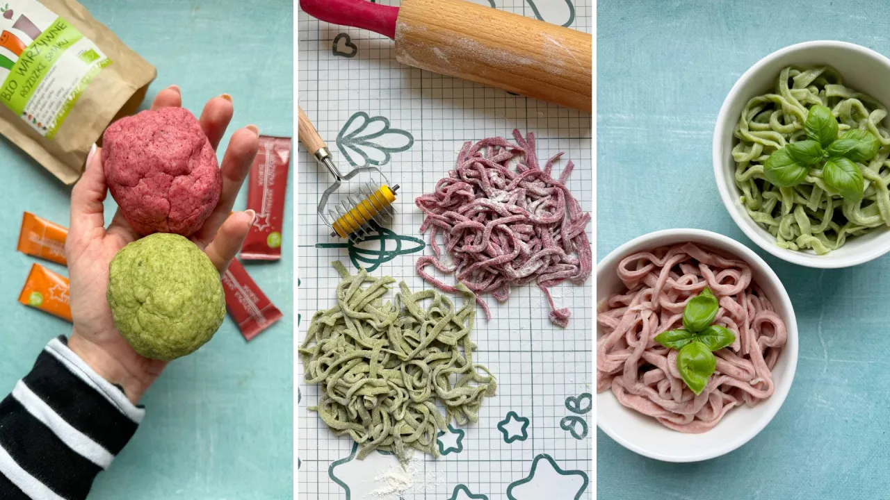 kolorowy domowy makaron warzywny