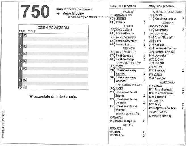 Zdjęcie Rozkład jazdy 750 Dębina - Sprawdź godziny i przystanki teraz