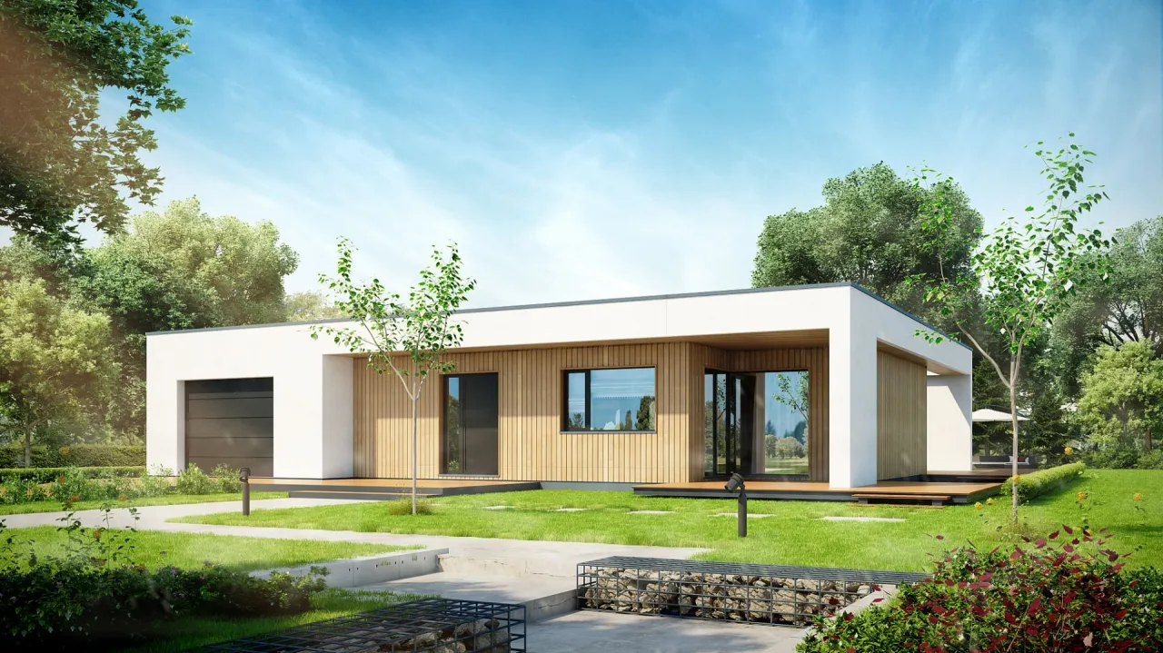 Zdjęcie Dom parterowy z płaskim dachem: Nowoczesny design i korzyści