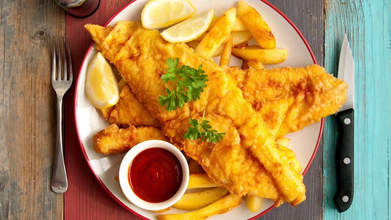 fish and chips z frytkami