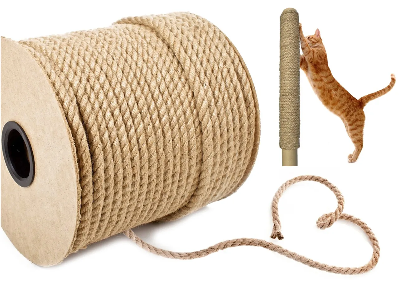 Materiały do budowy drapaka dla kota, sznur sizalowy, płyta OSB, rura tekturowa