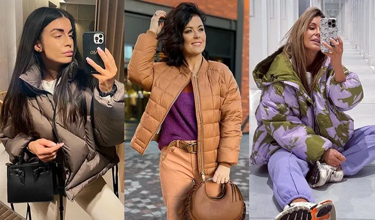 kobieta w modnej kurtce pikowanej na jesiennym spacerze