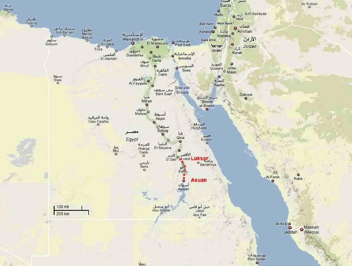 Mapa turystyczna Egipt lotniska
