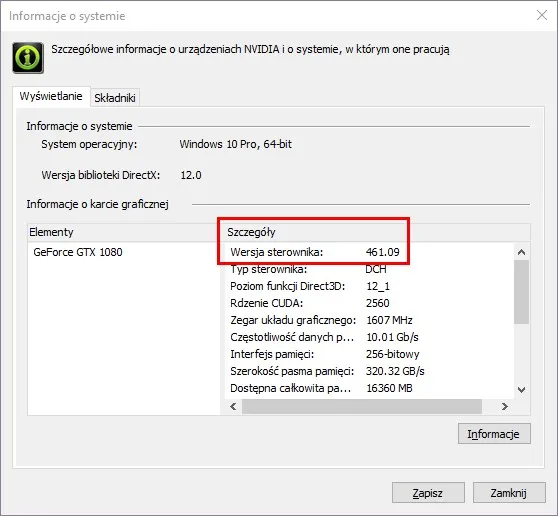 Jak sprawdzić model karty graficznej i wersję sterownika