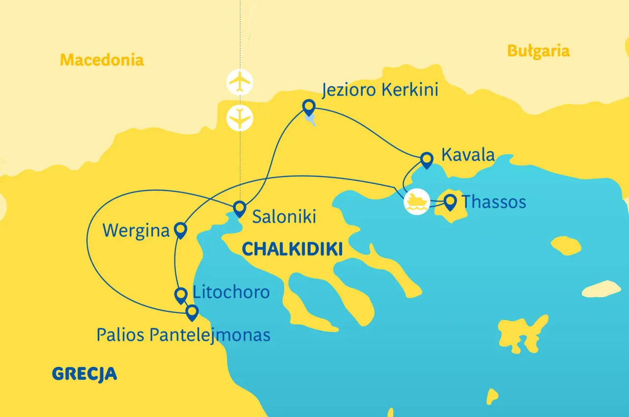 Mapa trasy autokarem Polska Grecja