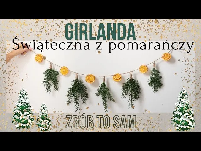girlanda świąteczna z suszonych pomarańczy na oknie