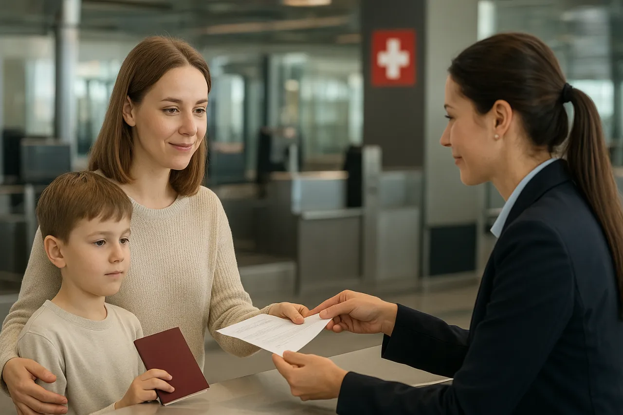 dziecko z dowodem osobistym podróż Szwajcaria