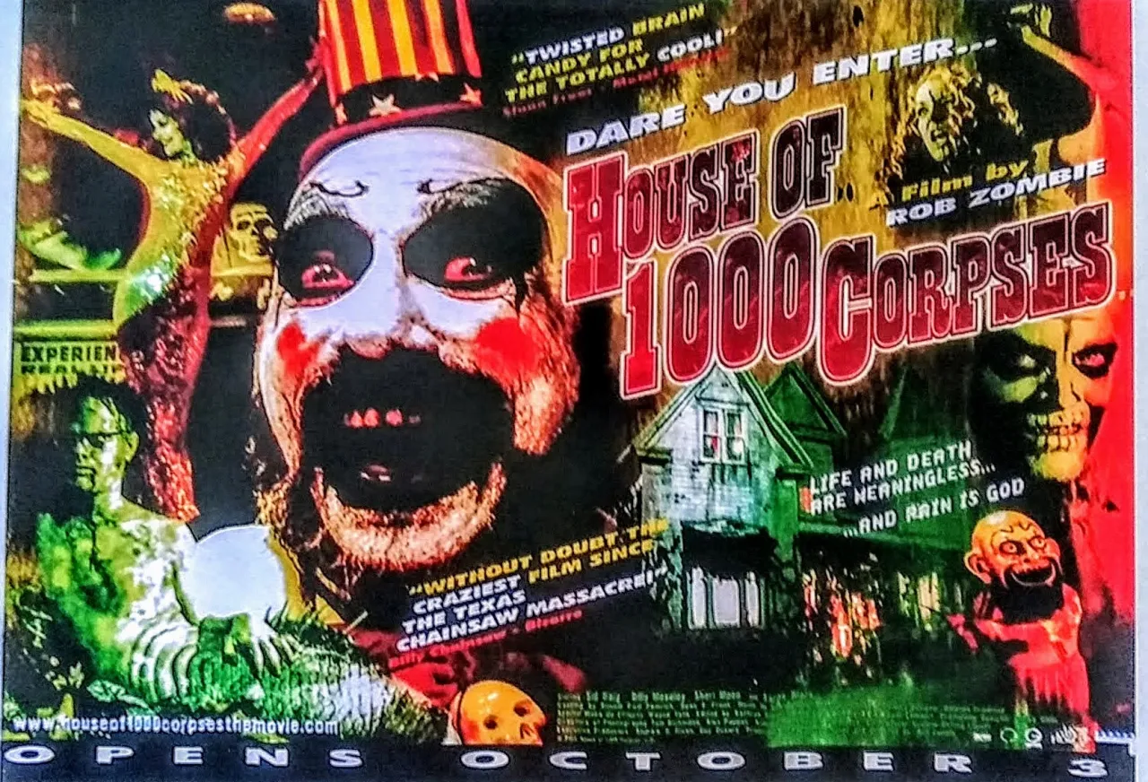 Dom tysiąca trupów plakat filmowy Rob Zombie