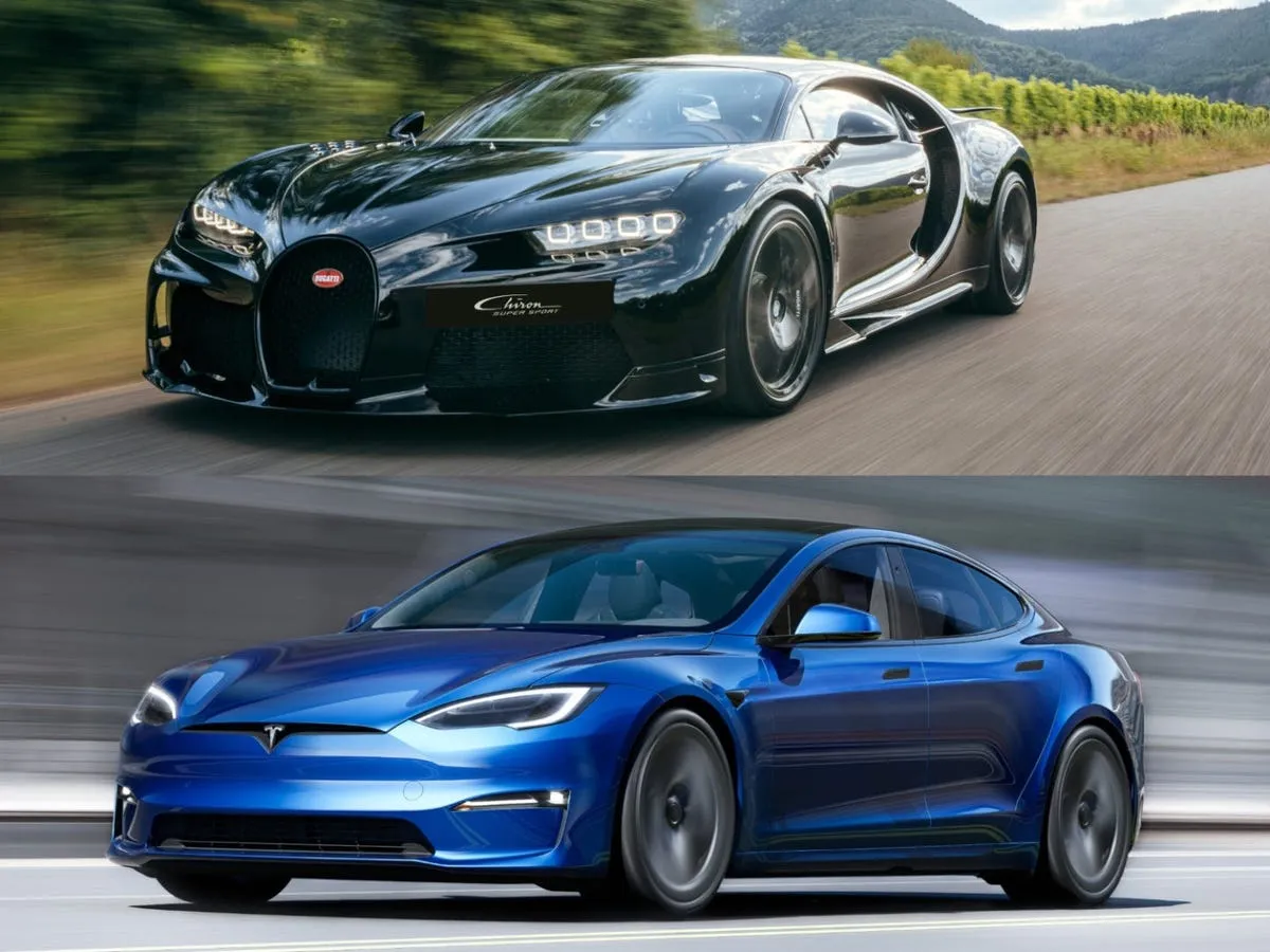 Tesla Model S Plaid vs Bugatti Chiron drag race
