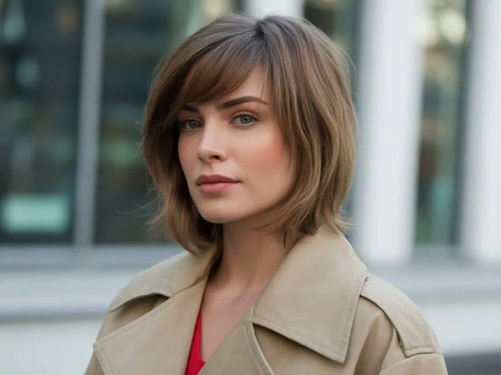 wavy bob dla kwadratowej twarzy grzywka na bok