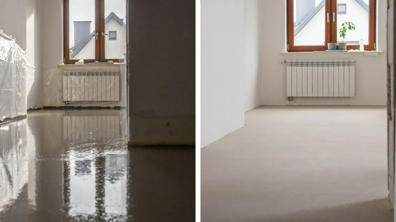 wylewka samopoziomująca przed i po