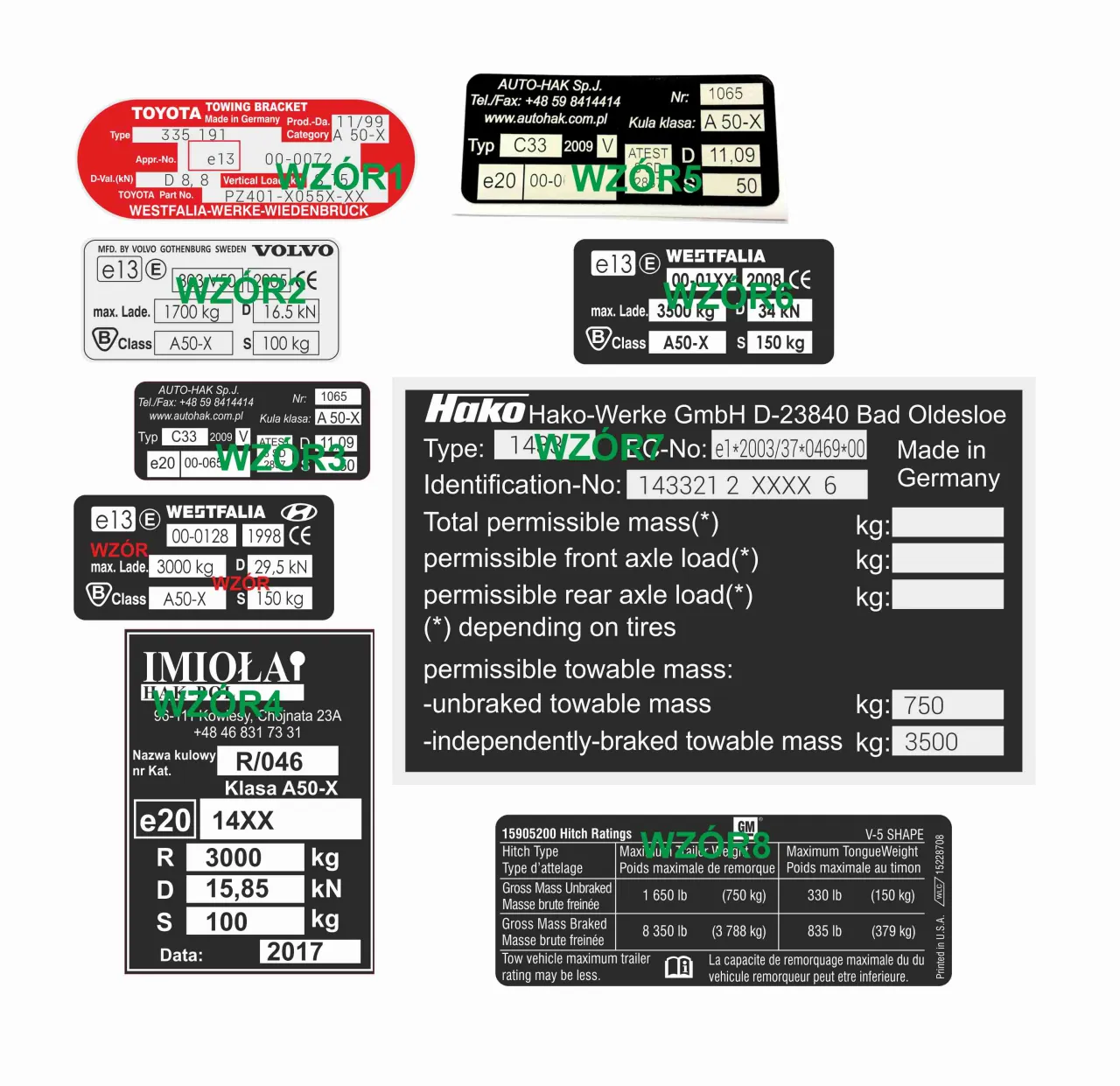 tabliczka znamionowa haka homologacja