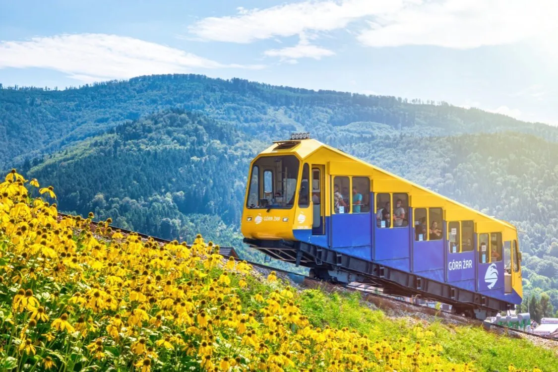 G&oacute;ra Żar kolejka widoki Jezioro Żywieckie