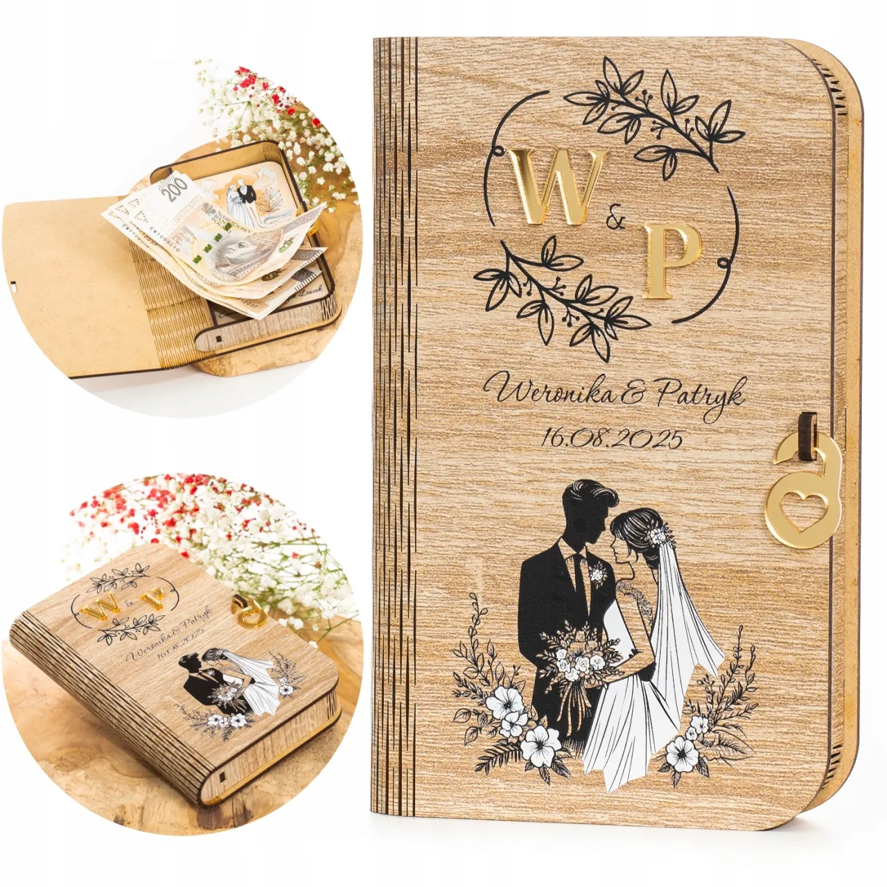 Koperty z pieniędzmi i kartki z życzeniami na wesele