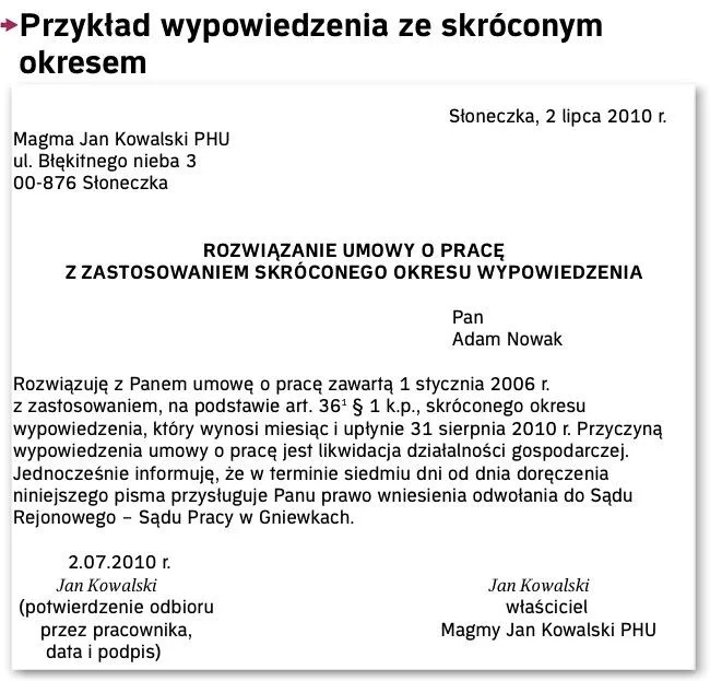 Dokumentacja likwidacja stanowiska pracy